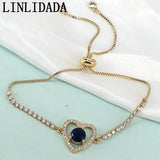 6Pcs Copper Zircon Crystal Heart Tennis Bracelets For Women