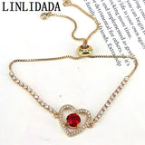6Pcs Copper Zircon Crystal Heart Tennis Bracelets For Women