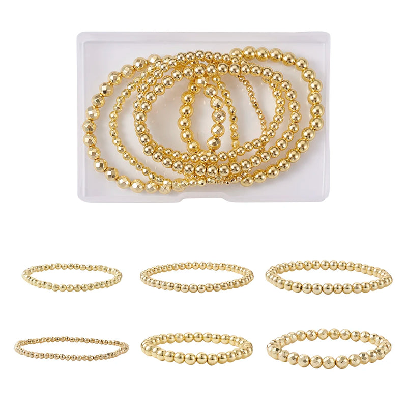 6Pcs Hematite Round Beaded Bracelet Set for Women