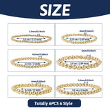 6Pcs Hematite Round Beaded Bracelet Set for Women