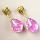 6Pcs Purple Dried Flower Teardrop Pendant Bead Jewelry DIY