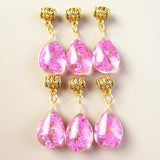 6Pcs Purple Dried Flower Teardrop Pendant Bead Jewelry DIY