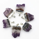 6Pcs Natural Quartz Geode Cut Necklace Pendants