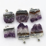 6Pcs Natural Quartz Geode Cut Necklace Pendants
