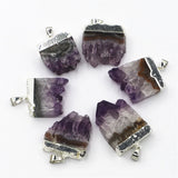 6Pcs Natural Quartz Geode Cut Necklace Pendants