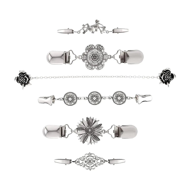 6Pcs Sweater Shawl Clips Scarf Dresses Brooch Coat Buckles Jackets Clasp