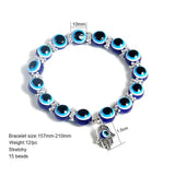 6Pcs Evil Eye Beaded Charm Bracelets Hamsa Stretch Bracelet Hand of Fatima