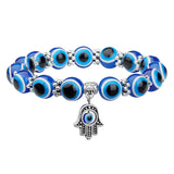 6Pcs Evil Eye Beaded Charm Bracelets Hamsa Stretch Bracelet Hand of Fatima