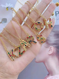 6Pcs Alphabet Pendant Micro Pave Rainbow CZ 26 Letter Charm Findings