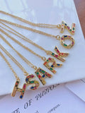 6Pcs Alphabet Pendant Micro Pave Rainbow CZ 26 Letter Charm Findings