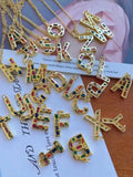 6Pcs Alphabet Pendant Micro Pave Rainbow CZ 26 Letter Charm Findings