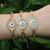 6Pcs CZ Eye Chain Bracelet Set for Lovers/Couple