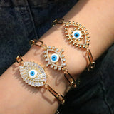 6Pcs CZ Eye Chain Bracelet Set for Lovers/Couple