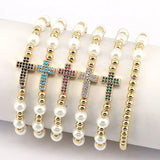 6Pcs CZ Cross Eye Hamsa Hand Bracelets for Women