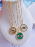 6Pcs CZ Micro Pave Shell Stone Pendant Charm Necklace