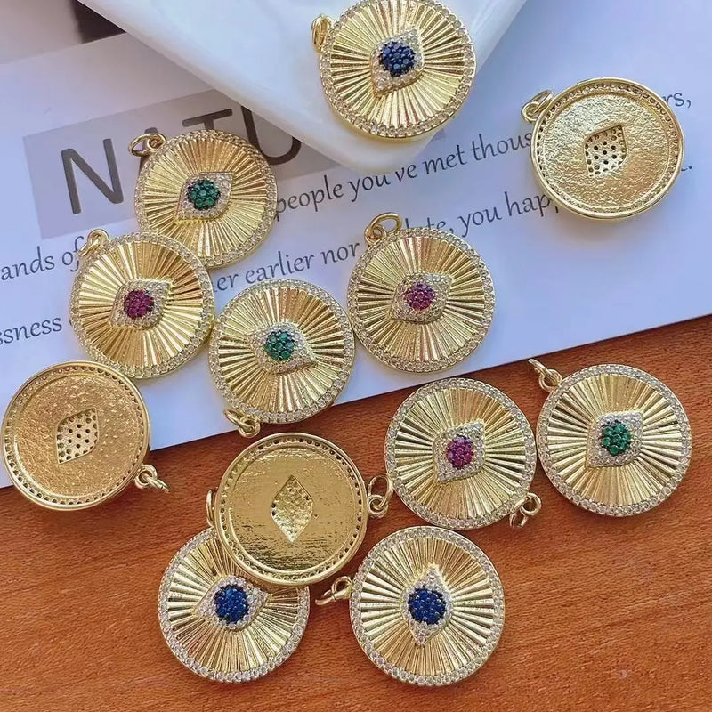 6Pcs Round Eye Pendant Charms, Greek Eye Charm, DIY Jewelry Making