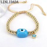 6Pcs Lucky Eye Charm Bracelets for Women Plated Bead Chain Bracelet