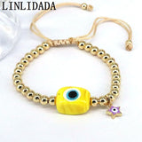6Pcs Lucky Eye Charm Bracelets for Women Plated Bead Chain Bracelet