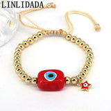6Pcs Lucky Eye Charm Bracelets for Women Plated Bead Chain Bracelet
