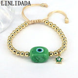 6Pcs Lucky Eye Charm Bracelets for Women Plated Bead Chain Bracelet