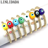 6Pcs Lucky Eye Charm Bracelets for Women Plated Bead Chain Bracelet