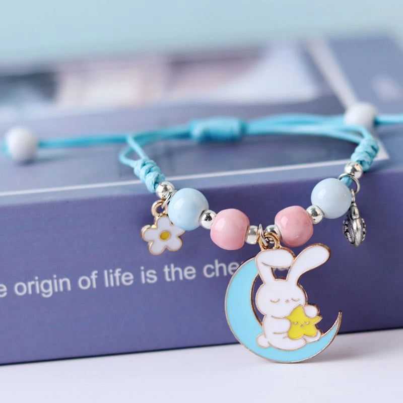 6Pcs Cartoon Rabbit Flower Bracelet Women's Jewelry Students Gift