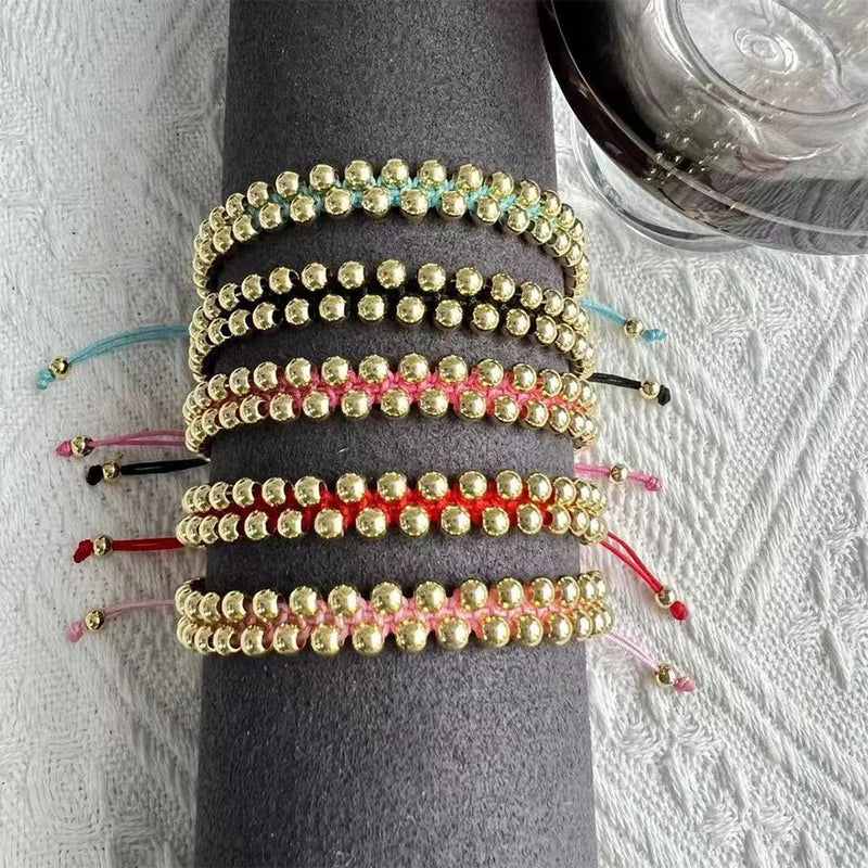 6Pcs Copper Bracelet 18k Plated Braided Jewelry