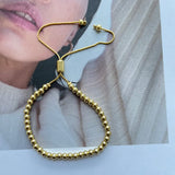 6Pcs Copper Beaded Bracelets for Women Plated Beads Chain Bracelet Bangle