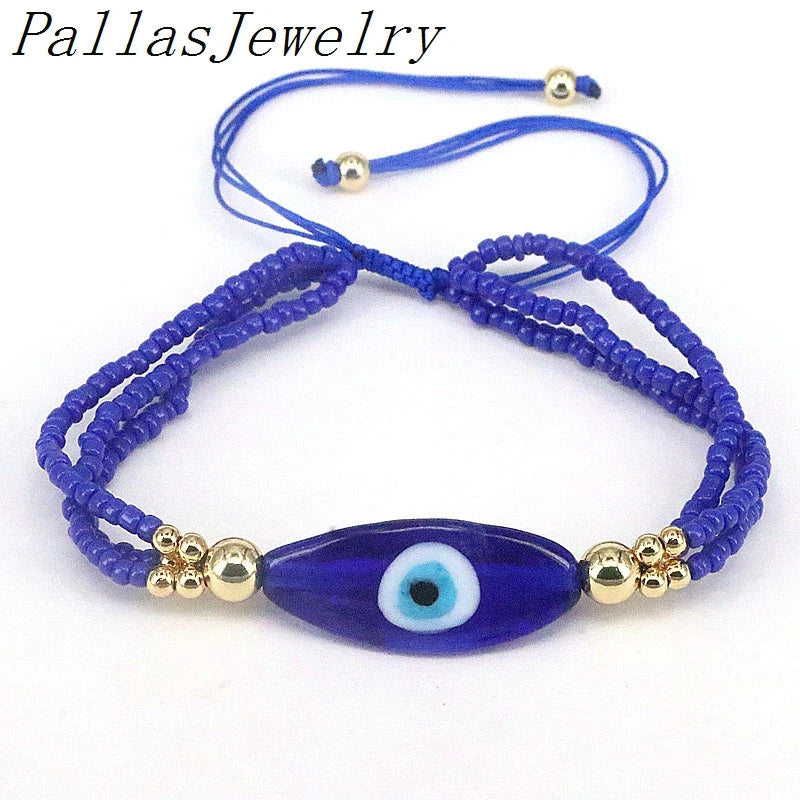 6Pcs Boho Turkey Eyes Bracelets Lucky Charm for Women Men