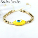6Pcs Women Lucky Eye Bracelet Plated Beads Turkey Lampwork Eyes Adjustable