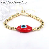6Pcs Women Lucky Eye Bracelet Plated Beads Turkey Lampwork Eyes Adjustable