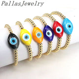 6Pcs Women Lucky Eye Bracelet Plated Beads Turkey Lampwork Eyes Adjustable