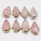6Pcs Raw Ore Pink Crystal Stone Arrow Head Pendants