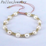 6Pcs Freshwater Pearl Beaded Bracelet Women Jewelry Plated Beads Charm