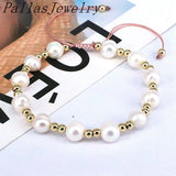 6Pcs Freshwater Pearl Beaded Bracelet Women Jewelry Plated Beads Charm