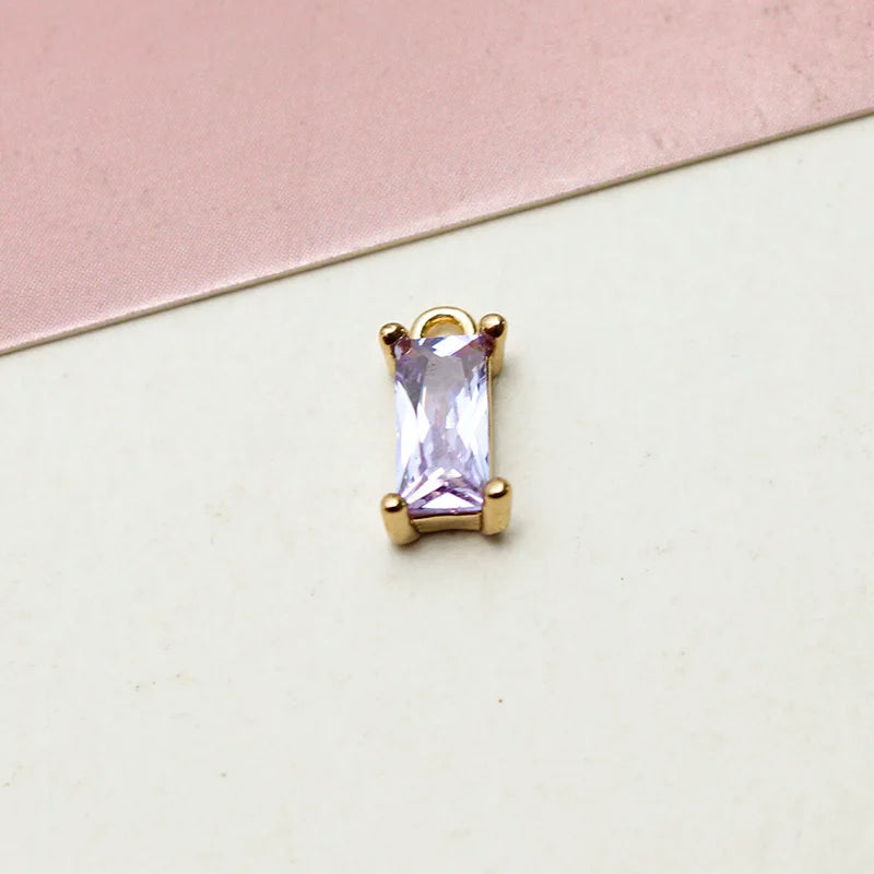 6Pcs Zircon Crystal Pendant Charms for DIY Jewelry Making