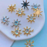 6Pcs Plated Star Sun Charms, Gold Sun Gemstone Pendants