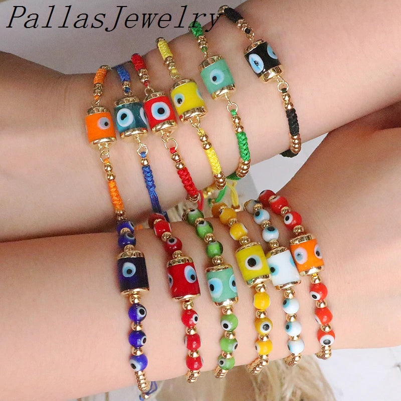 6Pcs Glass Bead Bracelets Colorful Eye Bracelet