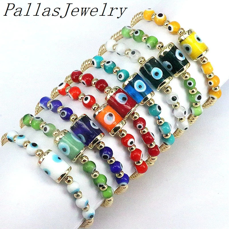 6Pcs Glass Bead Bracelets Colorful Eye Bracelet