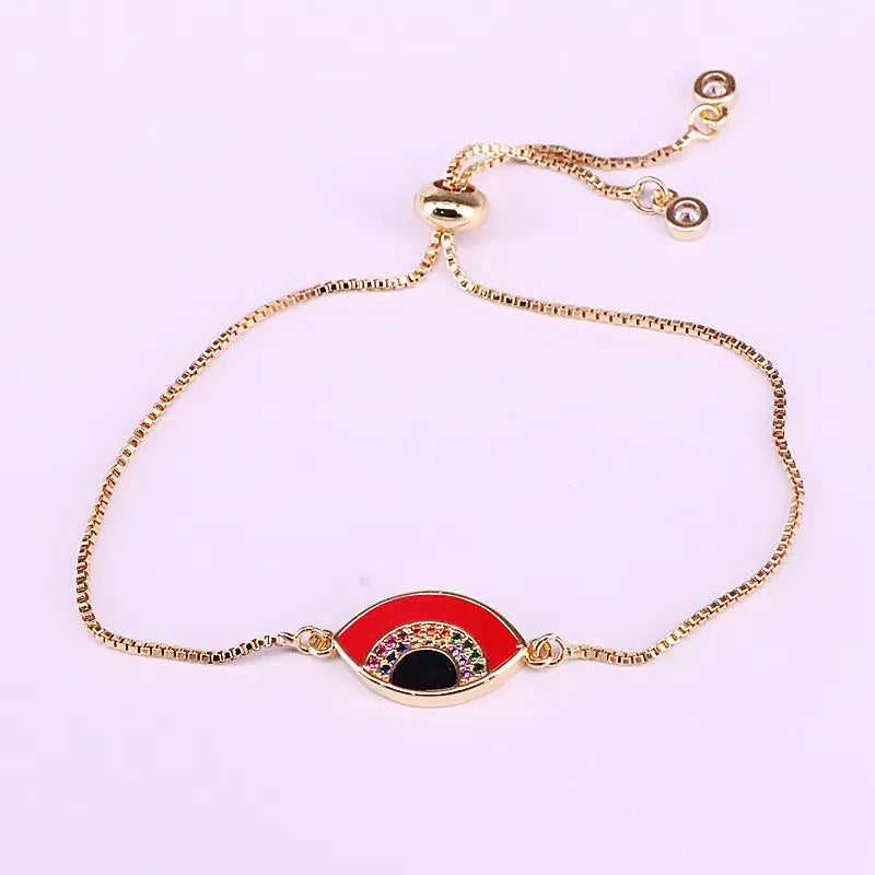6Pcs Link Chain Enamel Eye Charms Bracelets