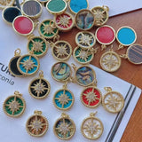 6Pcs Gold Plated Zircon North Star Shell Pendant for DIY Jewelry Making
