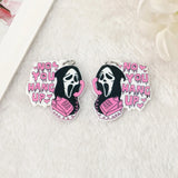 6Pcs Halloween Charms Middle Finger Skull Acrylic Jewelry Findings