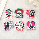 6Pcs Halloween Charms Middle Finger Skull Acrylic Jewelry Findings