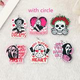 6Pcs Halloween Charms Middle Finger Skull Acrylic Jewelry Findings