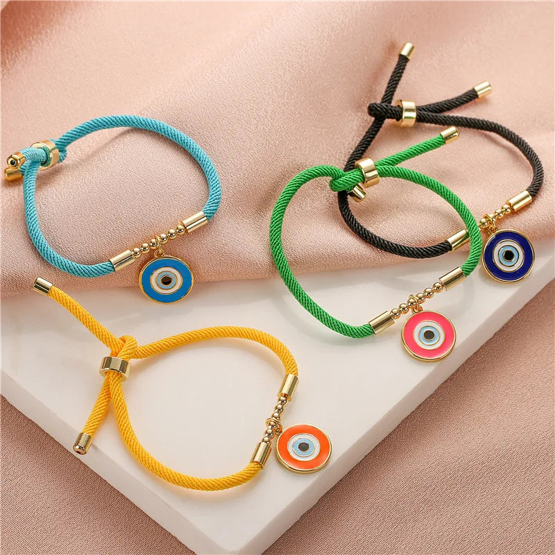 6Pcs Colorful Enamel Beads Eye Bracelets