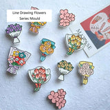 6Pcs Line Drawing Flower Epoxy Resin Molds Art Crafts Tools