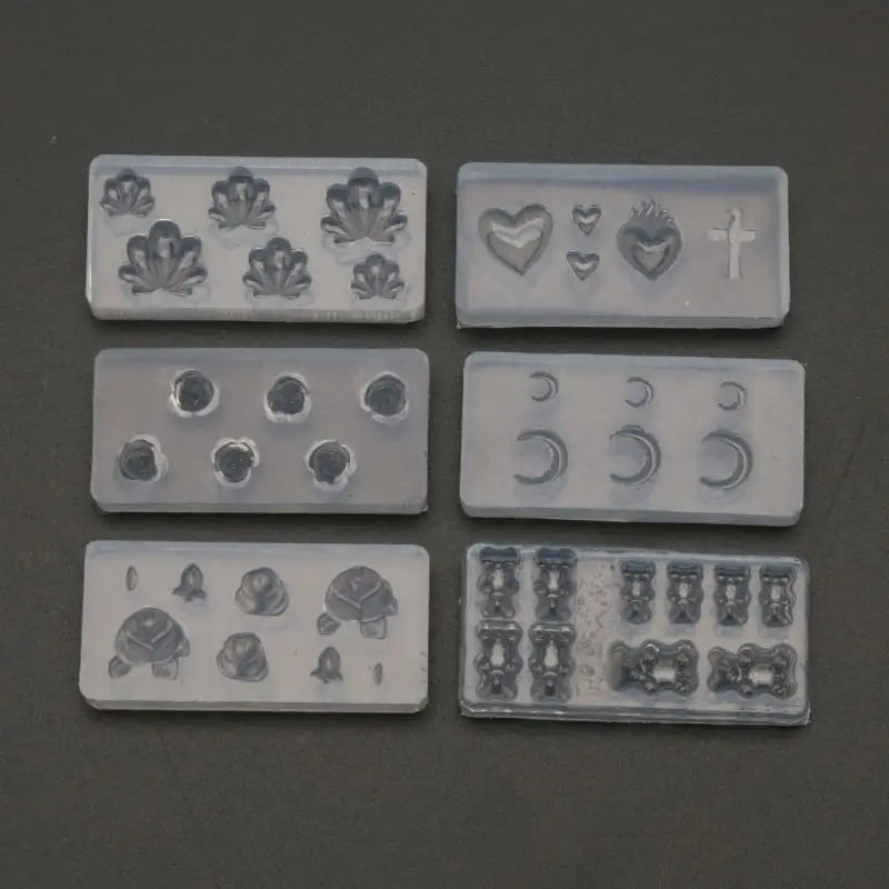 6Pcs Nail Art Silicone Mold Kit Nail Carving Mold Nail Art Templates
