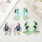 6Pcs Acrylic Horror Witch Charms for DIY Jewelry Making