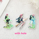 6Pcs Acrylic Horror Witch Charms for DIY Jewelry Making