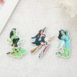 6Pcs Acrylic Horror Witch Charms for DIY Jewelry Making